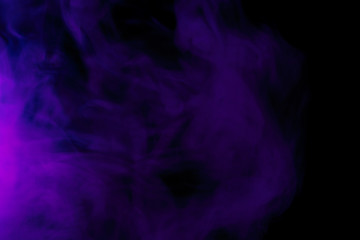 Abstract blue smoke hookah on a black background.