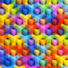 Poster Colorful 3D boxes background - vibrant cubes pattern © 123dartist