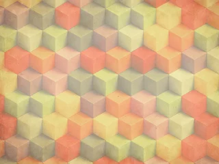 Tuinposter Colorful vintage 3D boxes background - vibrant cubes pattern © 123dartist