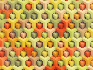 Gordijnen Colorful vintage 3D boxes background - vibrant cubes pattern © 123dartist