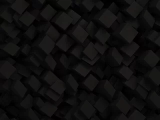 Gordijnen Abstract black 3D geometric background made by dark polygon boxes © 123dartist