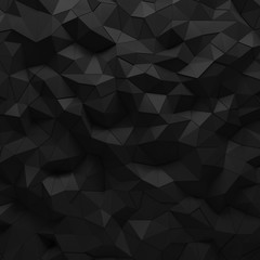 Abstract black 3D geometric polygon facet background mosaic made by edgy triangles
