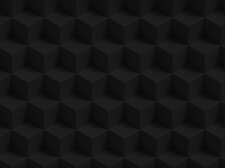 Abstract black 3D geometric cubes background - seamless pattern