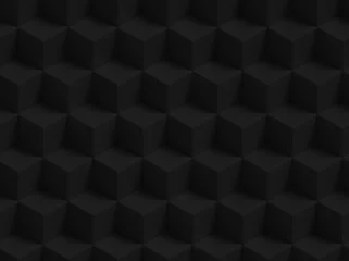 Poster Im Rahmen Abstract black 3D geometric cubes background - seamless pattern © 123dartist