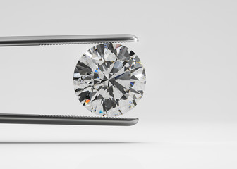Luxury perfect shaped diamond in tweezers closeup with bright background © 123dartist