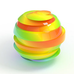 Colorful sliced rainbow ball isolated with clipping path