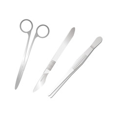 ハサミ、メス、ピンセット
