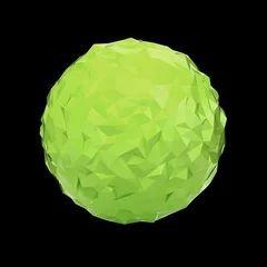 Gordijnen Green triangular 3D sphere on black  isolated with clipping path © 123dartist