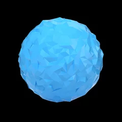 Gordijnen Blue triangular 3D sphere on black  isolated with clipping path © 123dartist