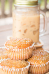 Banana muffins and iced coffee