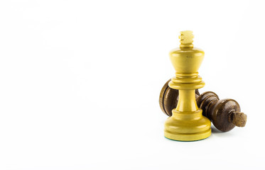 chess wood on white background