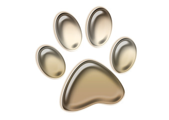 Goldener Pfoten Abdruck von einem Hund