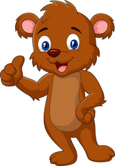 Obraz premium Cartoon teddy bear giving thumb up 