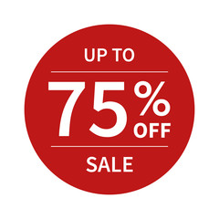 Up to 75% off sale promotion flat badge graphic