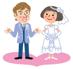 国際結婚　新郎新婦　ハート