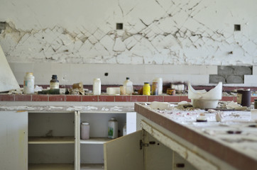chemical lab abandoned Benches