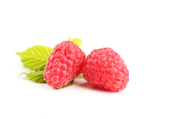 Red raspberry isolated on a white