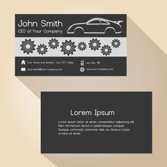 car store and mechanic garage simple business card design  eps10