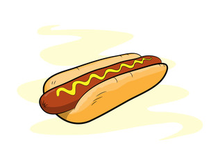 Hot Dog, a hand drawn vector illustration of a delicious Hot Dog, isolated on a simple background (editable).