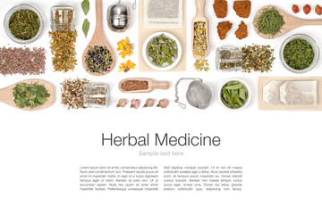 herbal tea on white background 