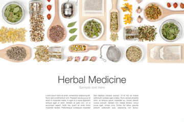 herbal tea on white background 