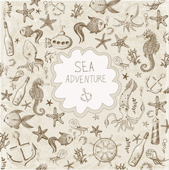 Cute cartoon marine background
