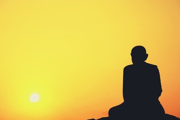 meditation of Thai monk statue