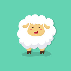 Cute Sheep in Tosca Green Background