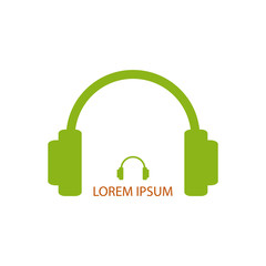Green headphones as music logo