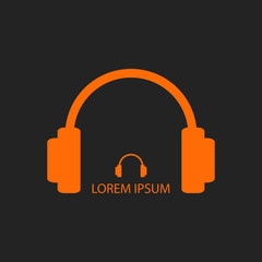 Orange headphones as music logo
