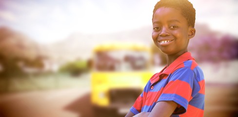 Composite image of cute little boy smiling at camera