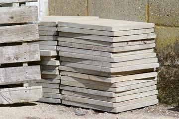 Stack of concrete paving slabs