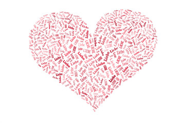 Liebe Wortwolke, Herzform freisteller