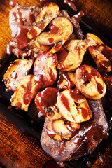Beef steak with mushrooms