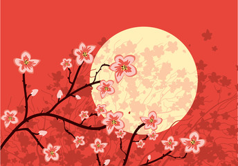 Obraz na płótnie Canvas Flowing Sakura tree