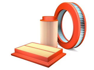 Different types of automotive air filters.