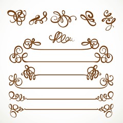 Calligraphic vintage elements set for design on a white backgrou