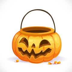Orange pumpkin basket to collect candy on Halloween