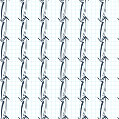 Vector seamless pattern of arrows on graph paper