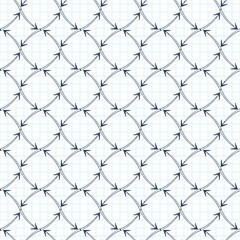 Naklejka premium Vector seamless pattern of arrows on graph paper