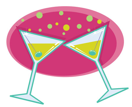 Martinis Retro Style Illustration.