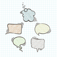 Set of vector balloons for text. Text bubbles. Doodle