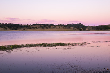 Beautifully rich coloured sunrise at Lake Moogerah in Queensland, Australia