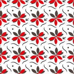 Vector seamless floral pattern with flowers and leaves