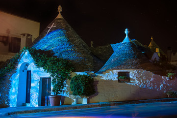 Italy Puglia Trulli Alberobello Night