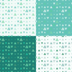 Fototapeta premium Set of vector seamless pattern of colored triangles drawn by hand