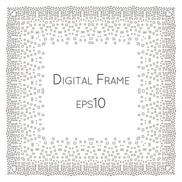 Intricate Digital vector frame with small rectangles.