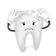 Pain tooth, toothache cartoon character, vector illustration