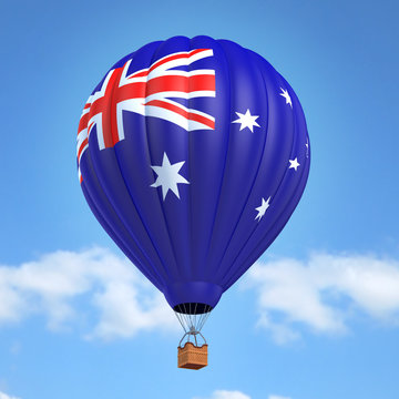 Hot air balloon with Australian flag