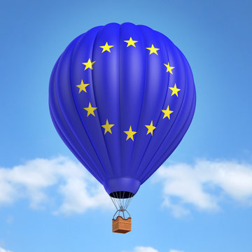 Hot air balloon with European Union flag
